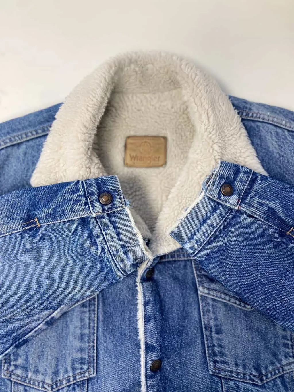 90s vintage Wrangler sherpa denim jacket – Large