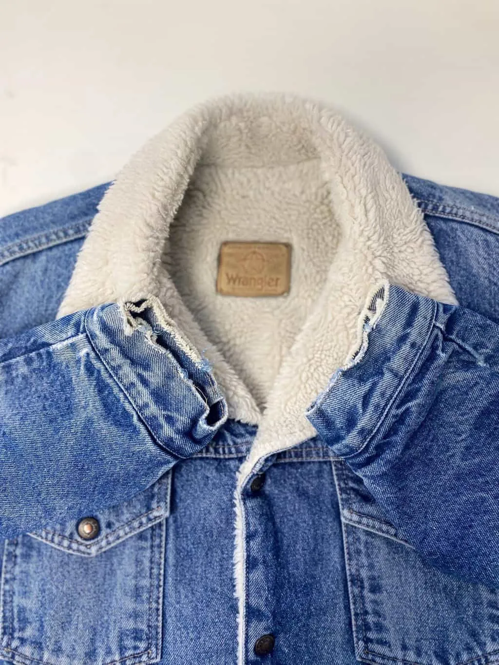 90s vintage Wrangler sherpa denim jacket – Large