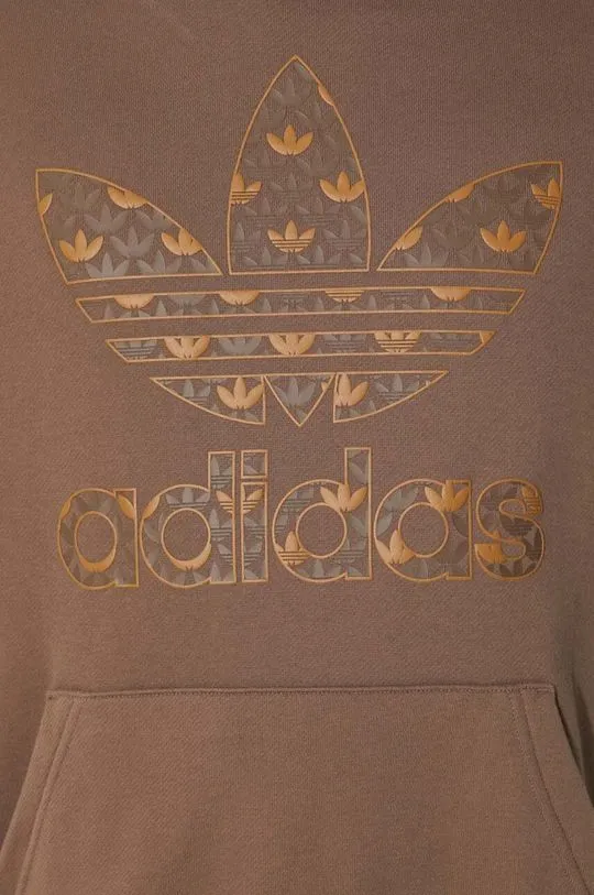 adidas Originals cotton sweatshirt men's beige color hooded with a print IS0259