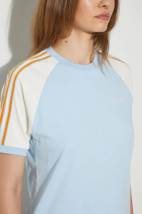 adidas Originals cotton t-shirt 80s Tee women’s blue color JD5761