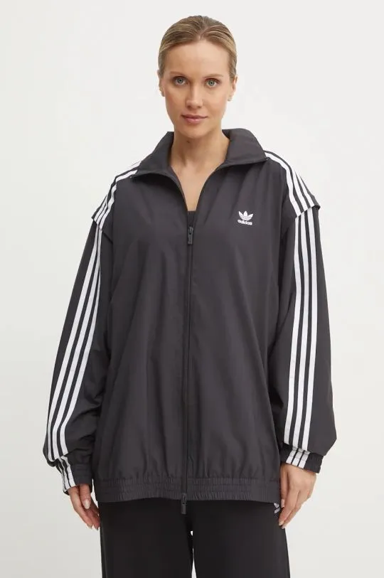 adidas Originals sweatshirt Oversized Zip Off Tracktop women's black color JM9251