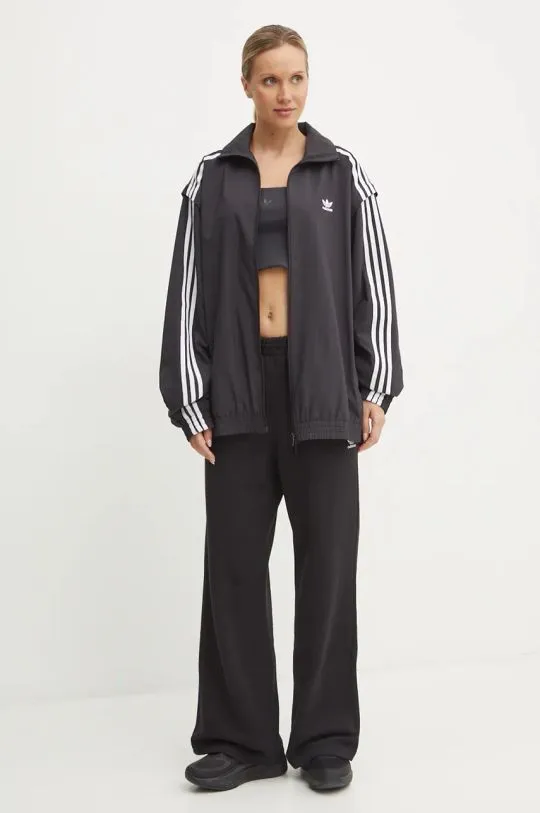 adidas Originals sweatshirt Oversized Zip Off Tracktop women's black color JM9251