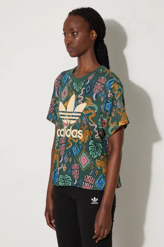 adidas Originals t-shirt X Farm Rio women’s green color IW0795