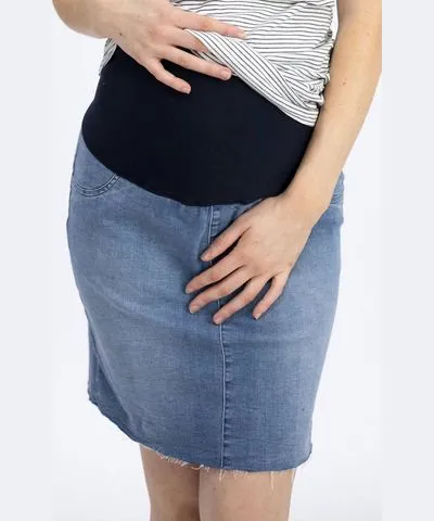 angel maternity Maternity Over-The-Bump Skirt In Denim