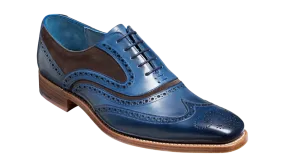 Barker McClean Classic Full Brogue Oxford Shoe - Navy Hand Painted / Choc Suede