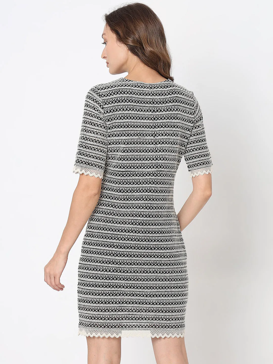 Black & White Textured Bodycon Dress