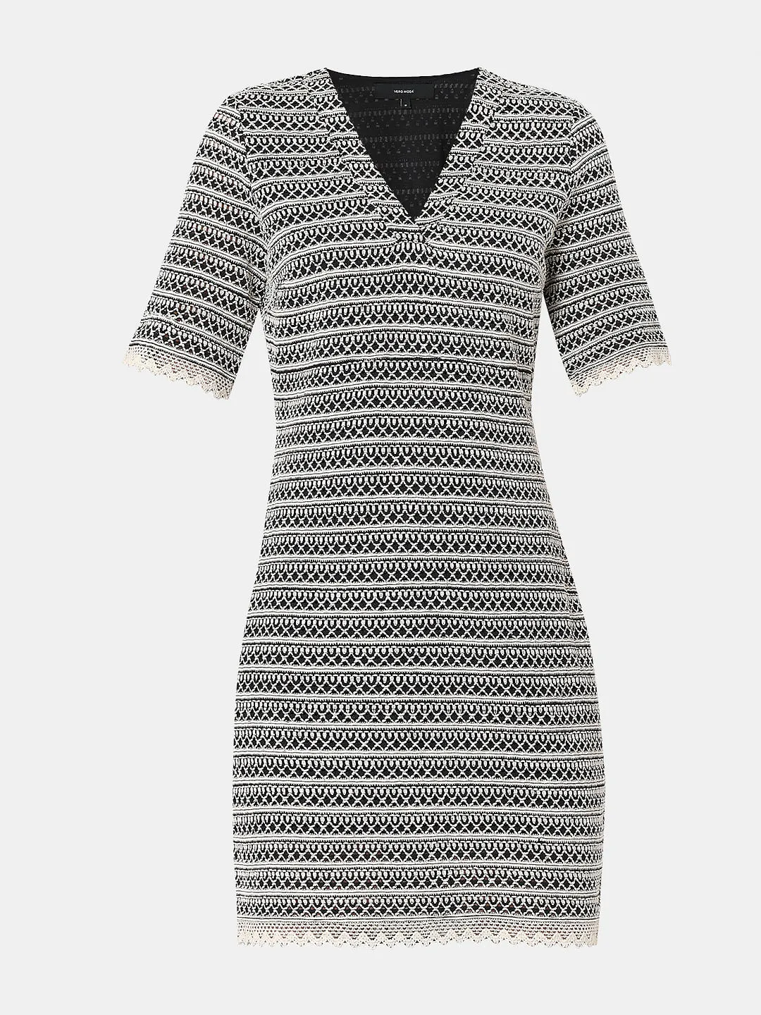 Black & White Textured Bodycon Dress