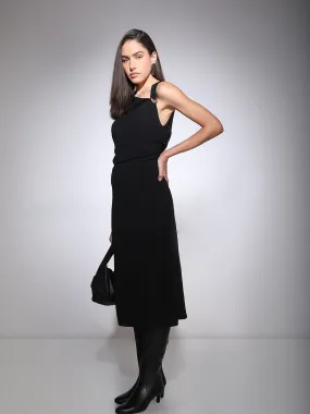 Black Asymmetric Midi Dress