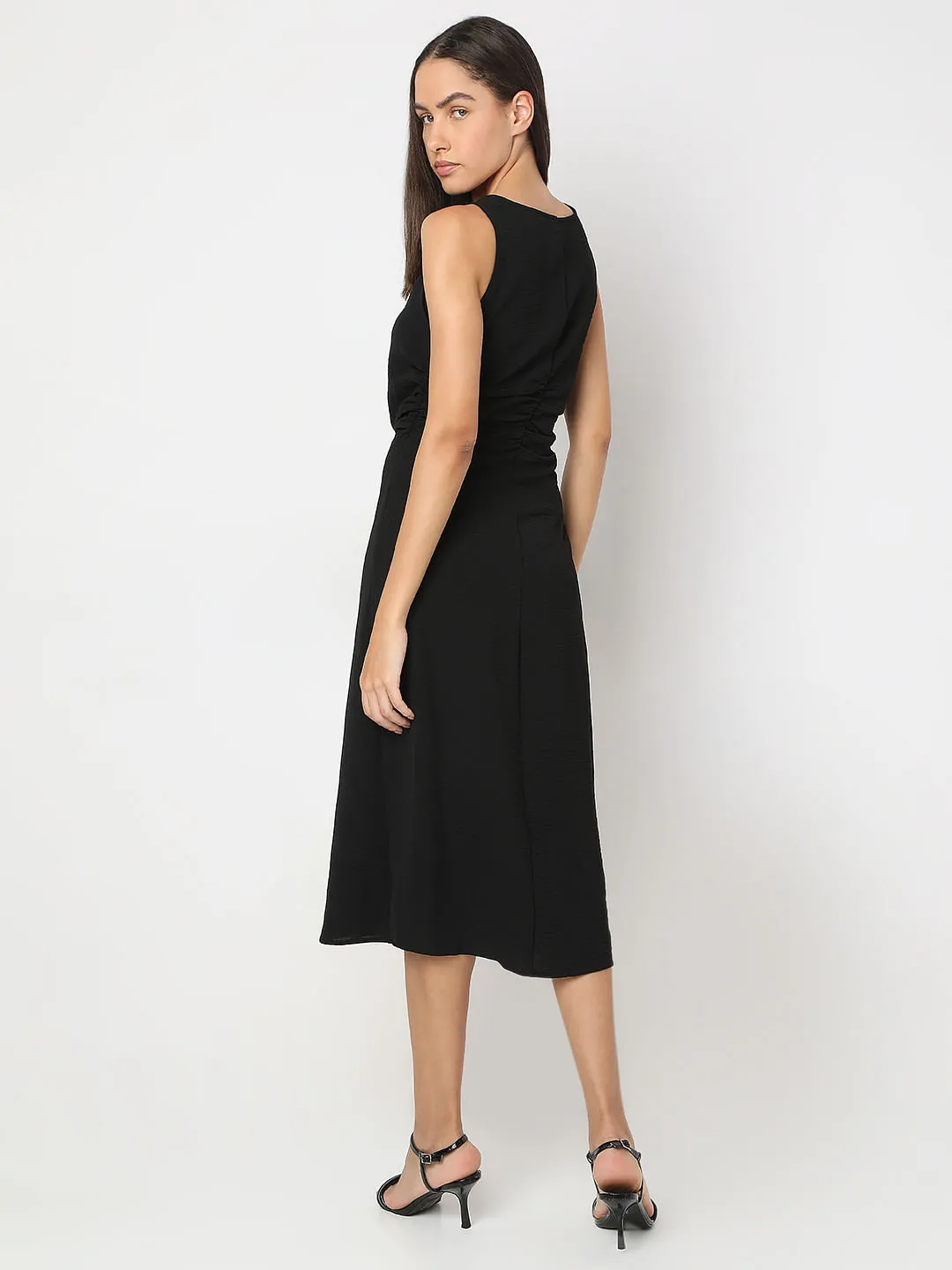 Black Asymmetric Midi Dress