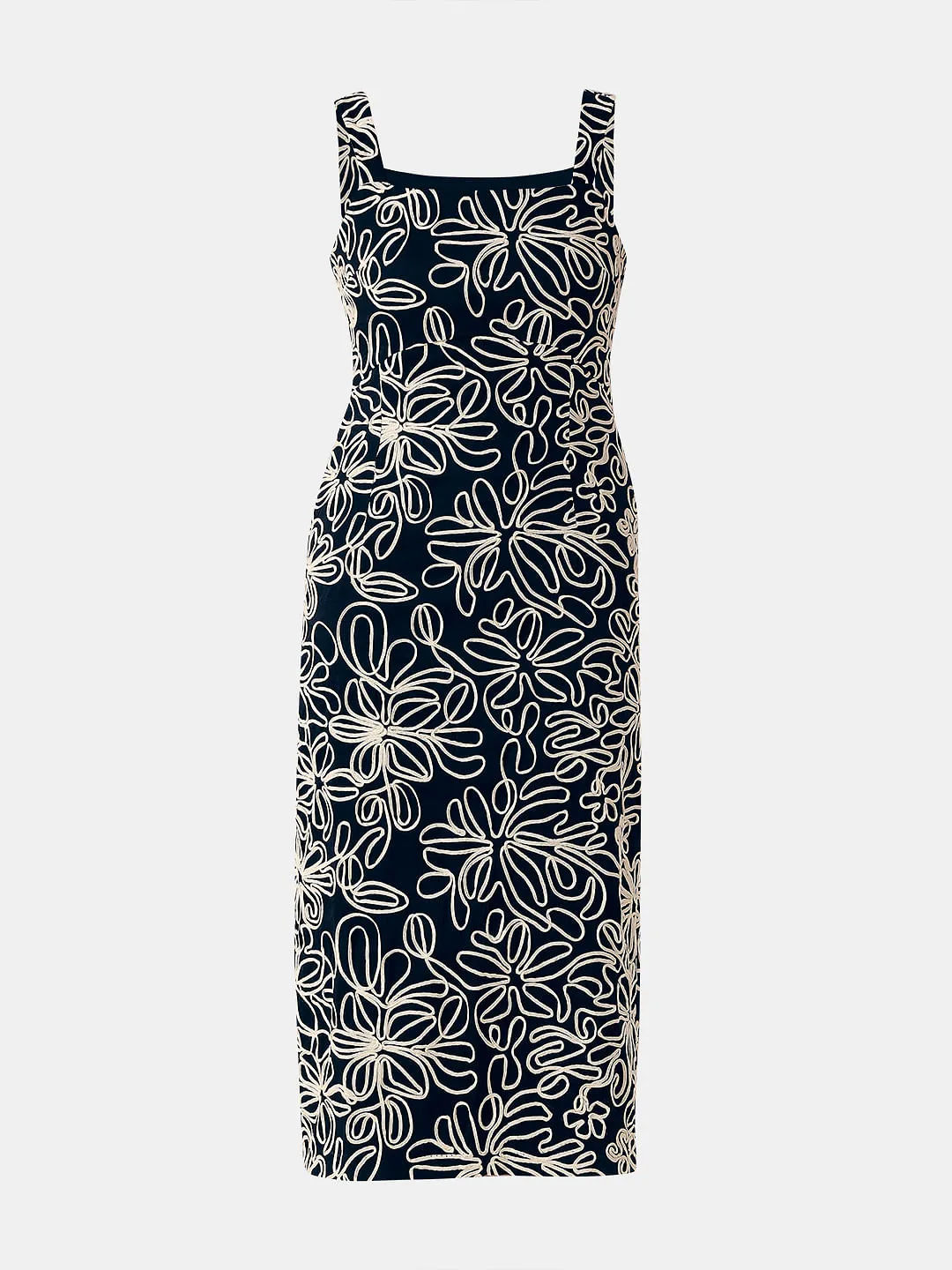 Black Embroidered Midi Dress