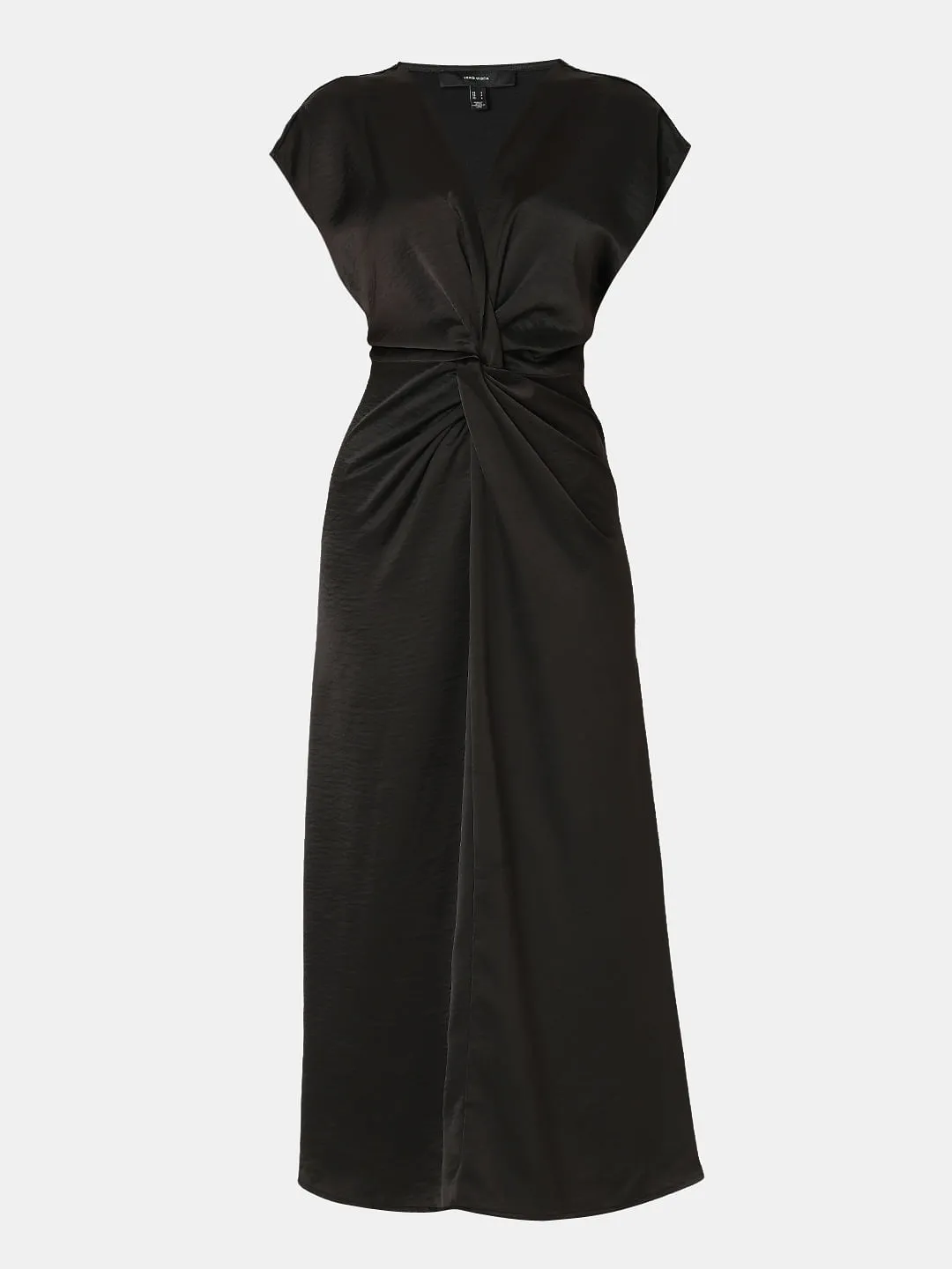 Black Front Knot Midi Dress