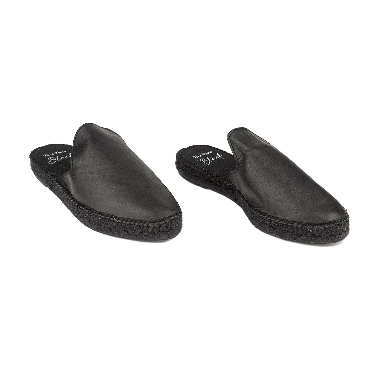 Black Leather Wedge Espadrille for Women - Ona-PBK