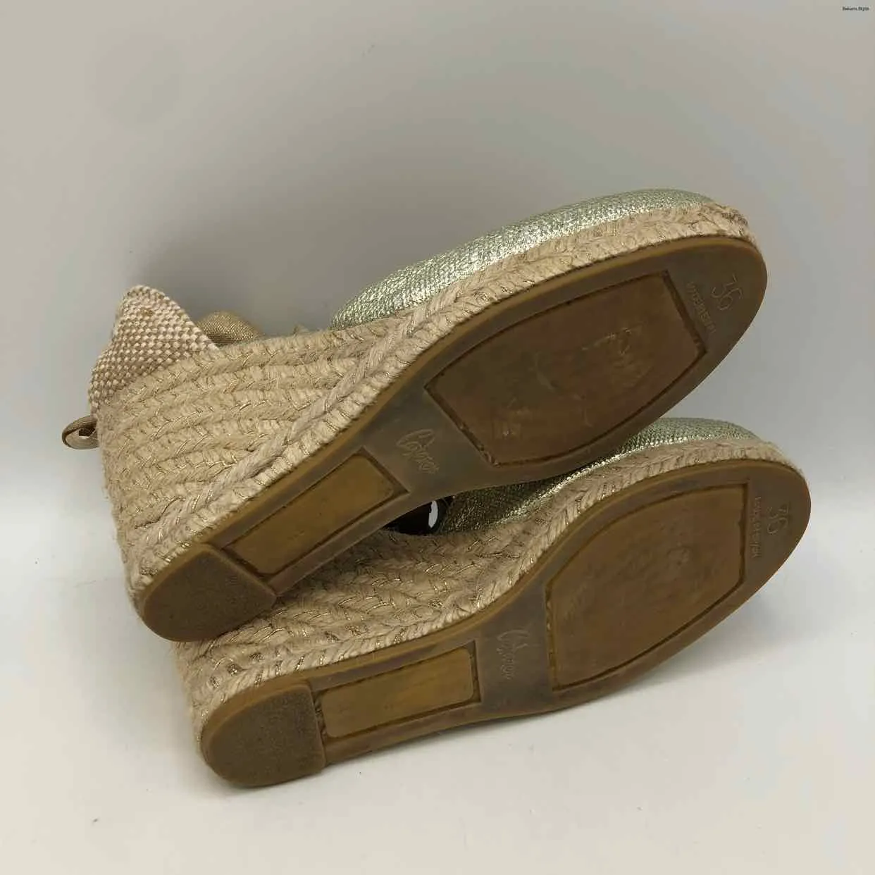 CASTANER Goldtone Beige Wedge Espadrille Shoe Size 36 US: 6 Shoes