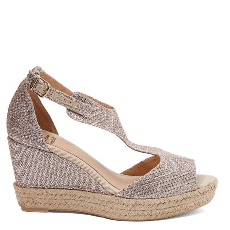 Cotton Blend with Open Toe Wedge Espadrille for Women - Anna-S