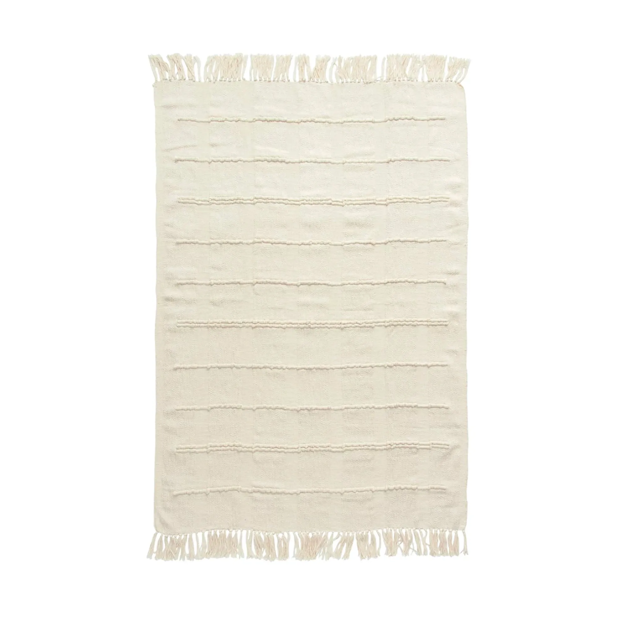 CREAM COTTON BLEND CHENILLE THROW