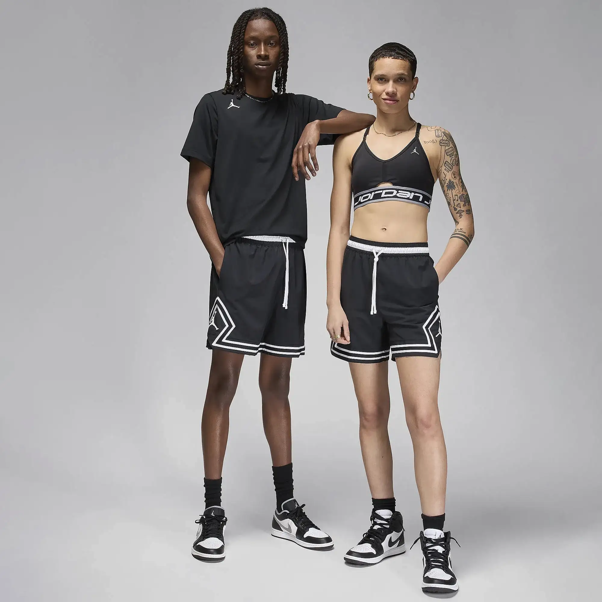 DRI-FIT WOVEN DIAMOND SHORTS 'BLACK/WHITE/WHITE'