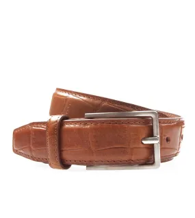 Embossed Leather Belt Dark Russet