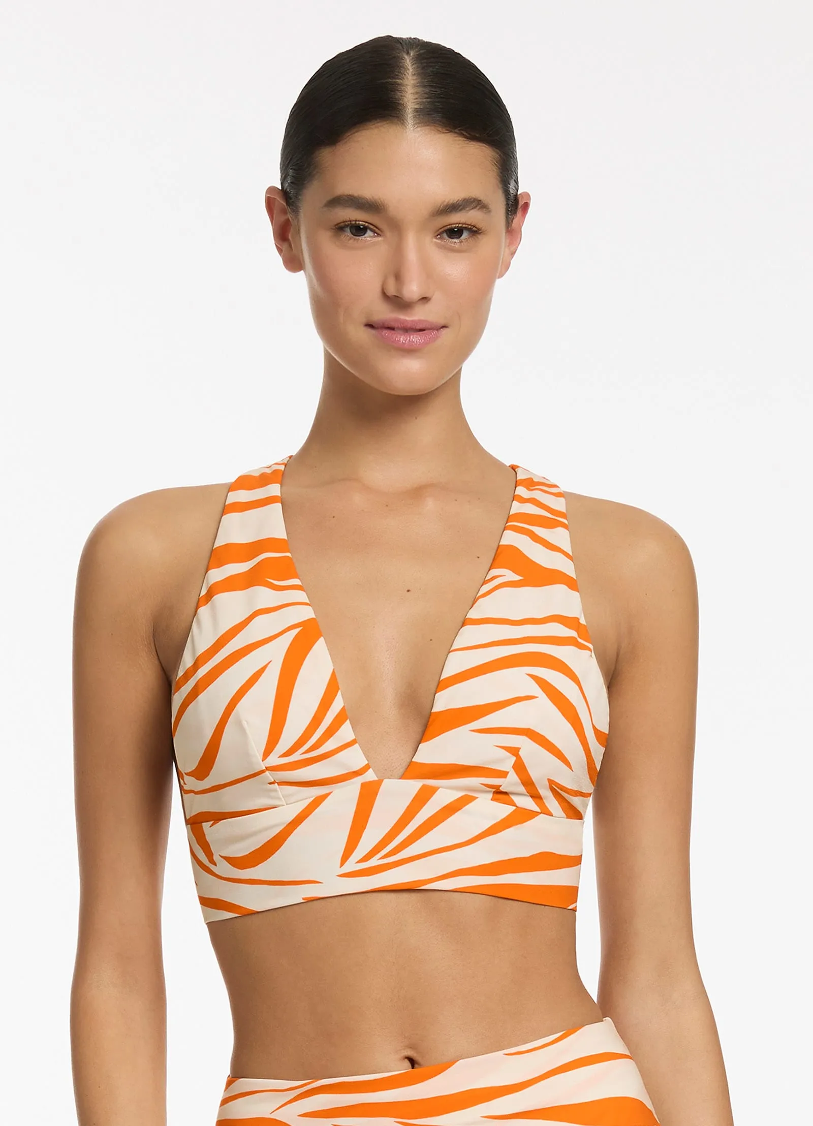 Fine Lines Soft Triangle Bikini Top - Papaya