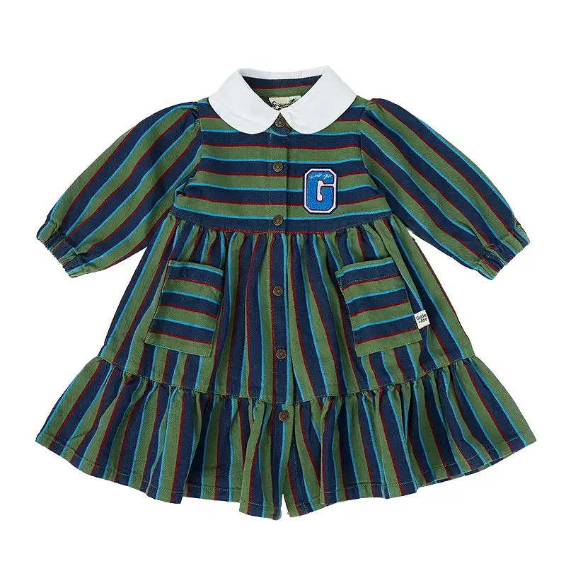 Goldie And Ace Gigi Dress - Green/Blue Stripe