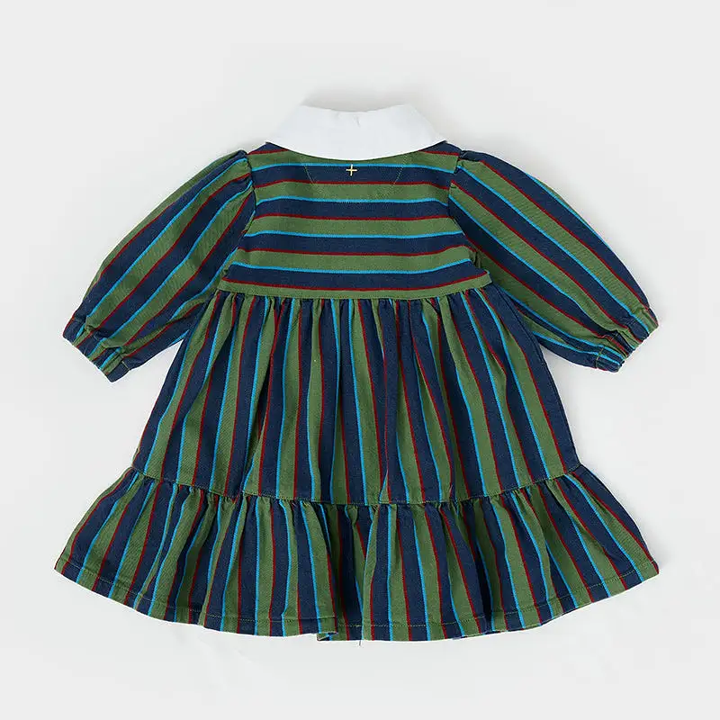 Goldie And Ace Gigi Dress - Green/Blue Stripe