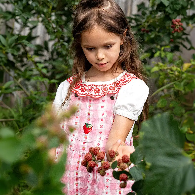 Goldie And Ace Vintage Overall - Berry Gingham