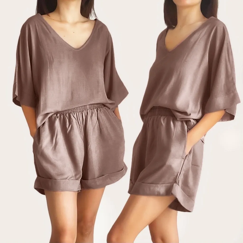 GOLDIE Woven Boxy Top and Shorts Set