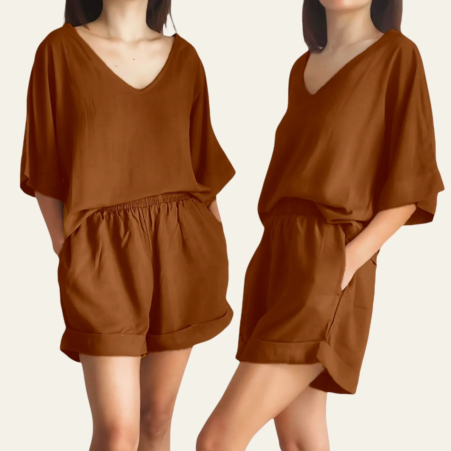 GOLDIE Woven Boxy Top and Shorts Set