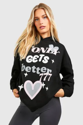 Hoodies & Sweatshirts | Puff Print Slogan Oversized Hoodie | boohoo