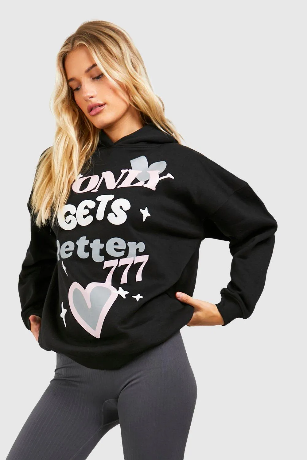 Hoodies & Sweatshirts | Puff Print Slogan Oversized Hoodie | boohoo