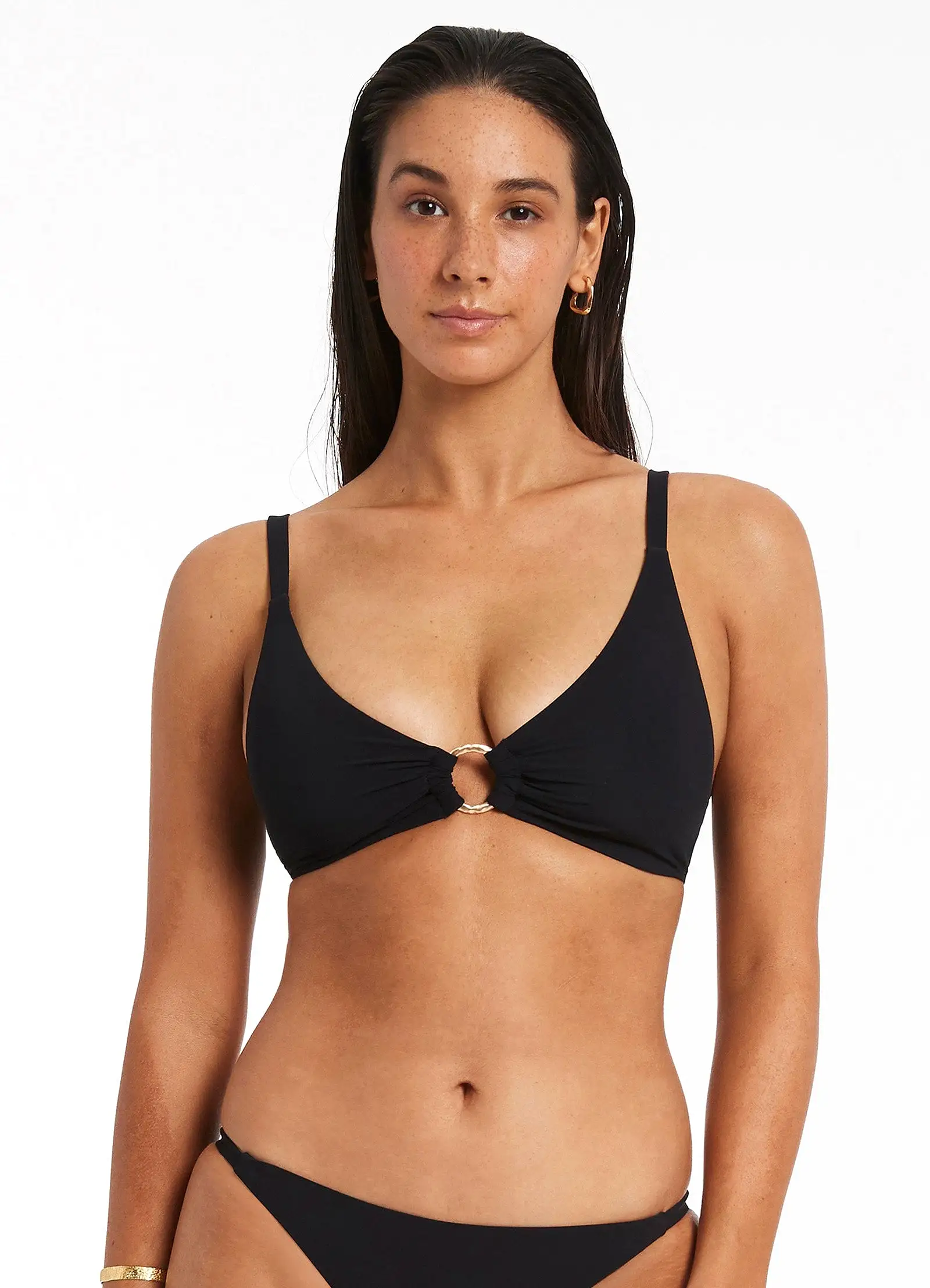 Jetset Trim C-D Triangle Bikini Top - Black