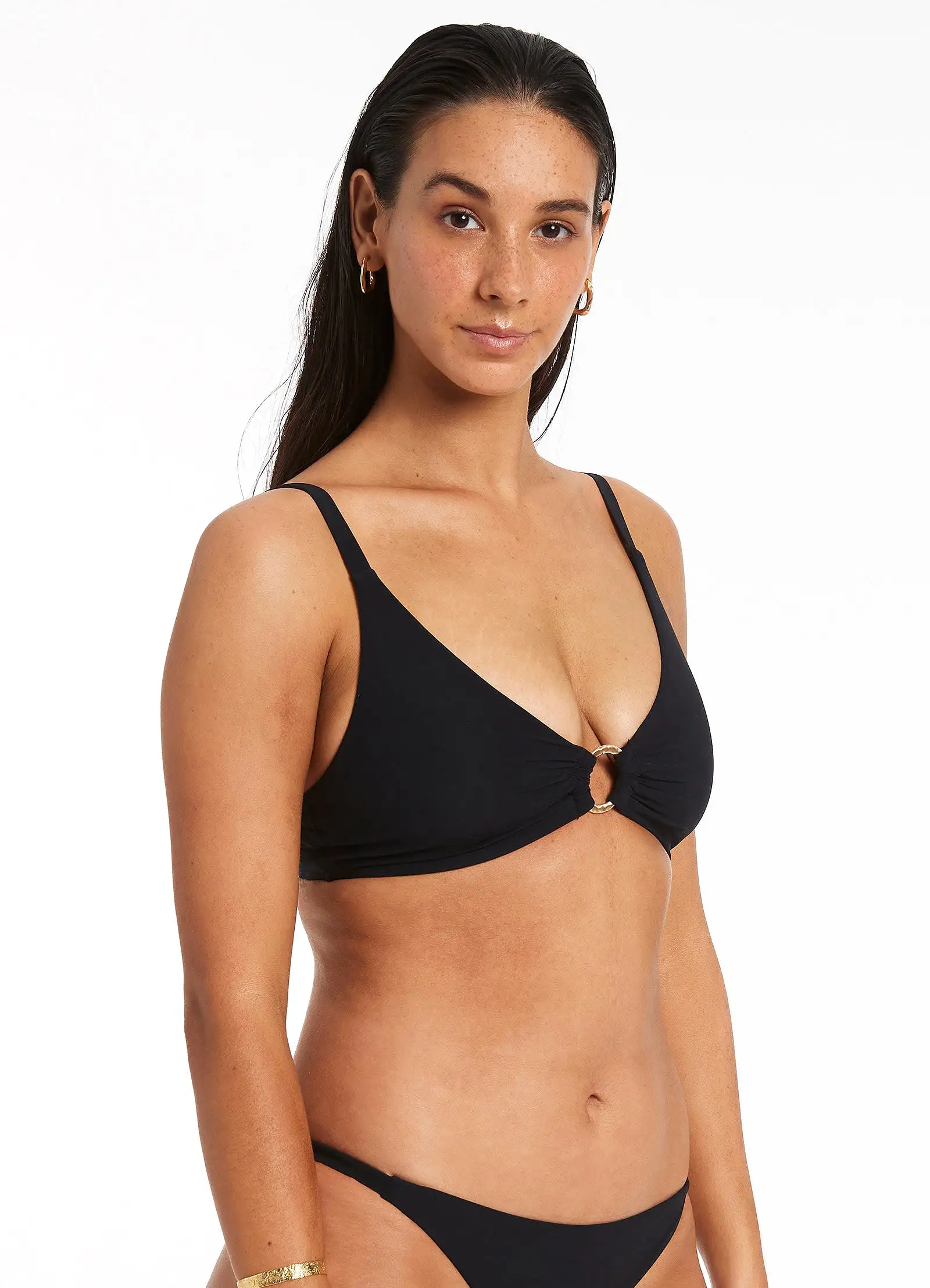 Jetset Trim C-D Triangle Bikini Top - Black