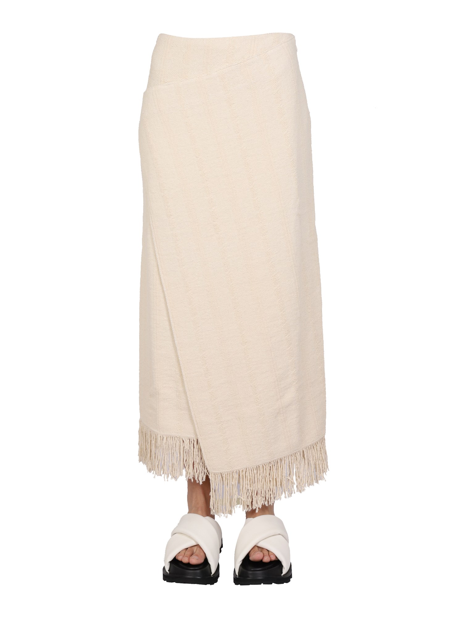 JIL SANDER    COTTON, LINEN BLEND WRAP SKIRT