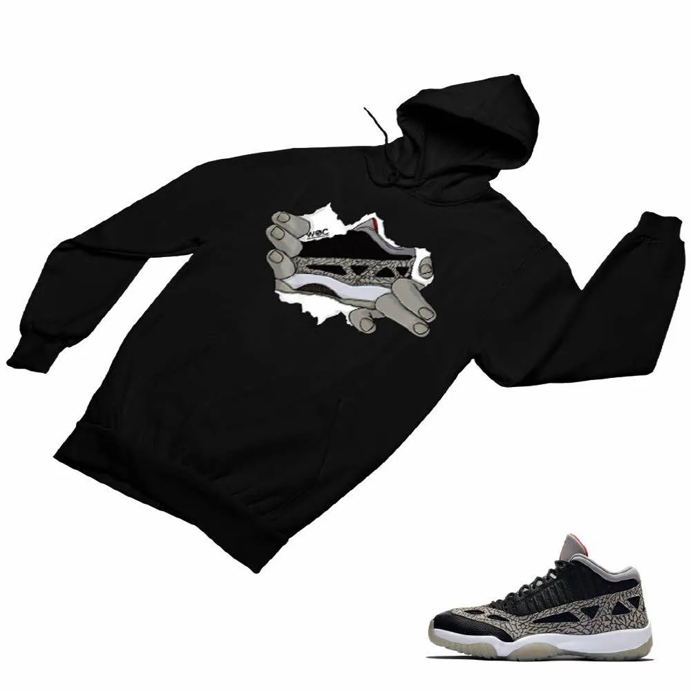 Jordan 11 Black Cement Matching Custom Designed HoodiesJD 11-5-8-23