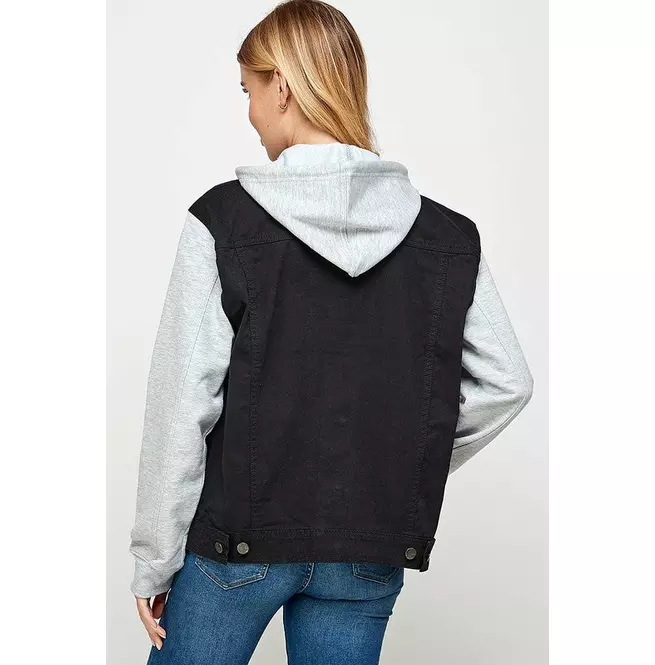 Long Sleeve Fleece Denim Jacket With Hoodies