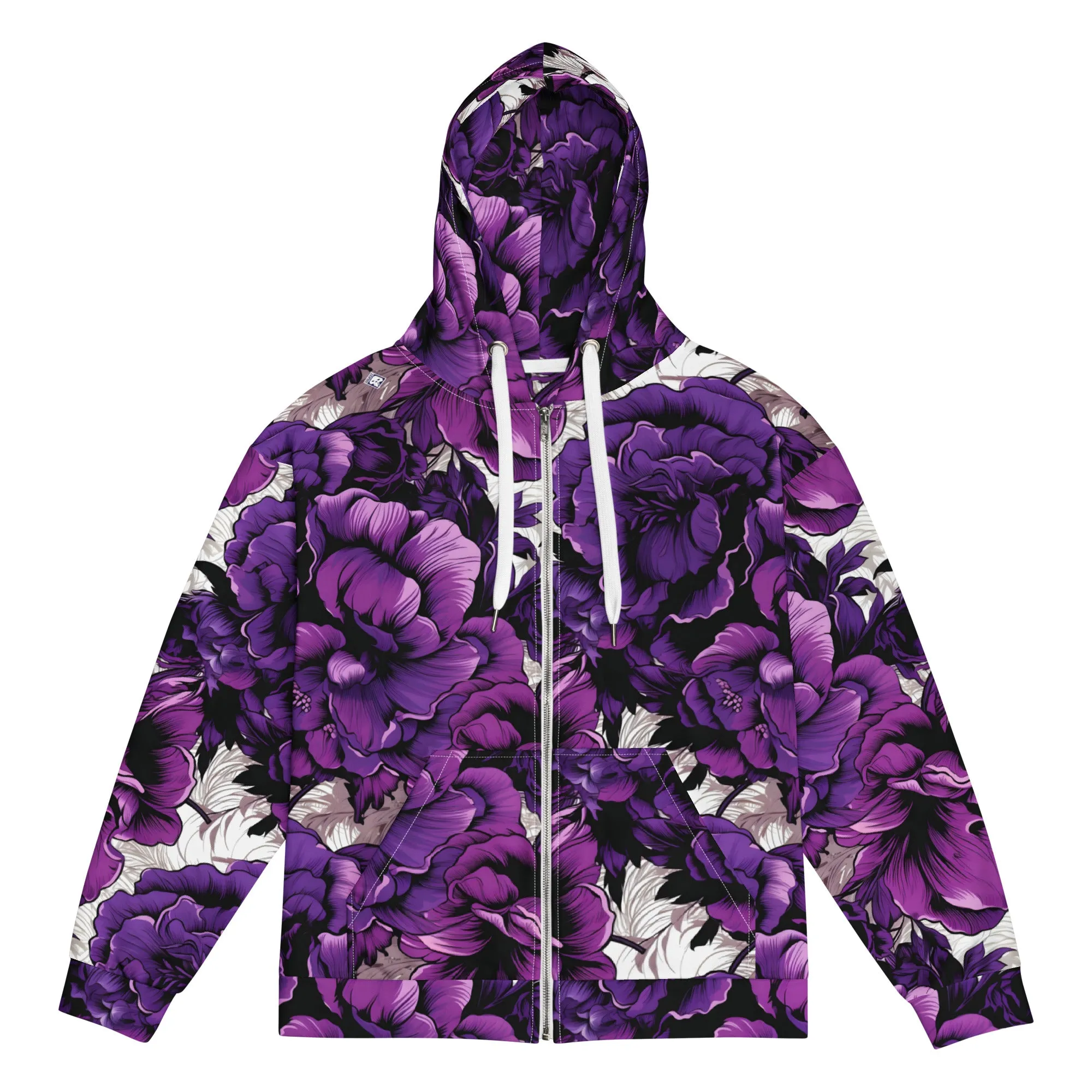 Mens Zip Hoodie - Purple Flowers 001