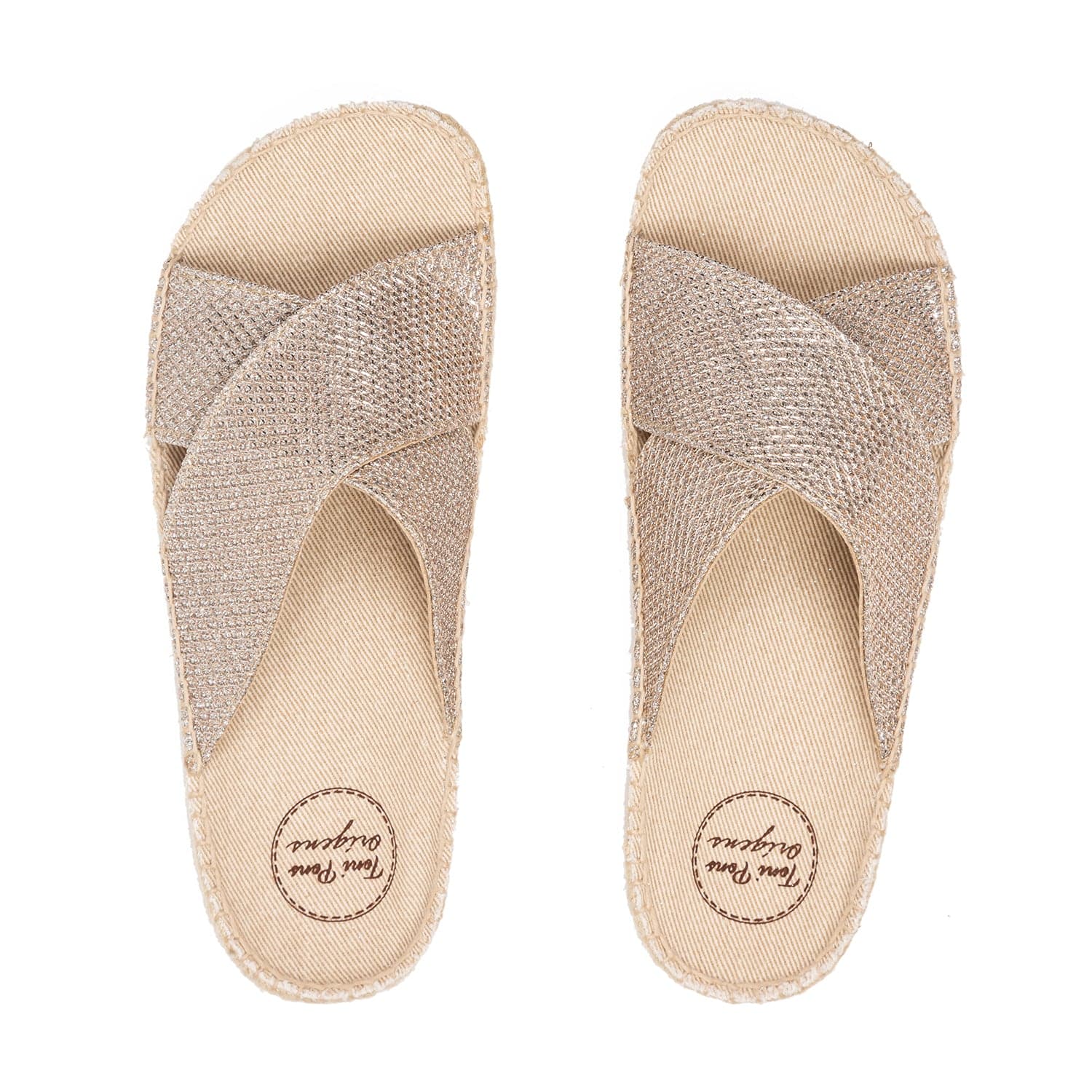 Metallic Cotton Blend Slippers for Women - Bali-S