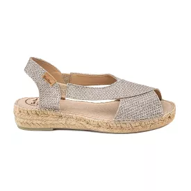 Metallic Cotton Blend Wedge Espadrille for Women - Elda-S