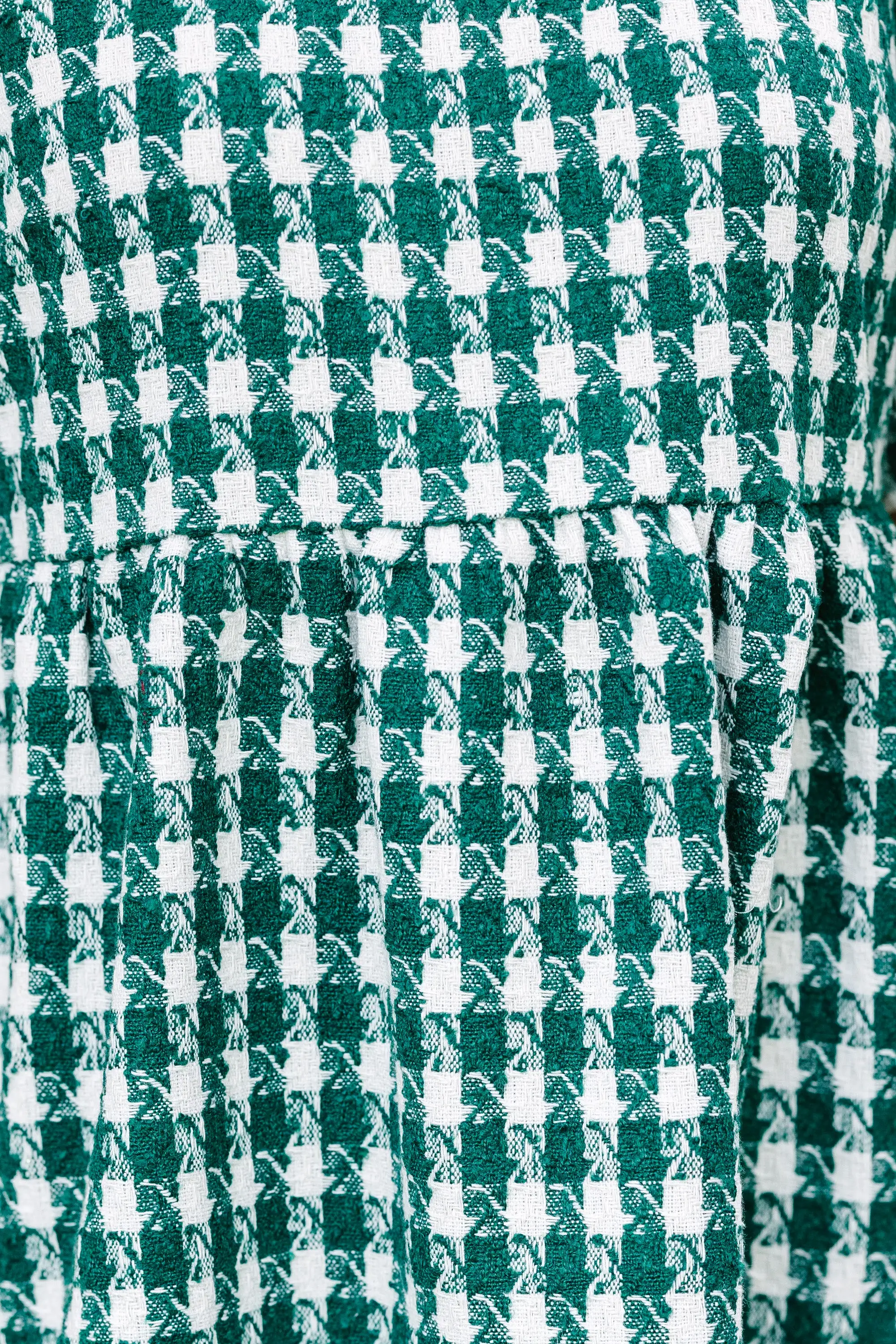 Never Left Behind Hunter Green Houndstooth Mini Dress