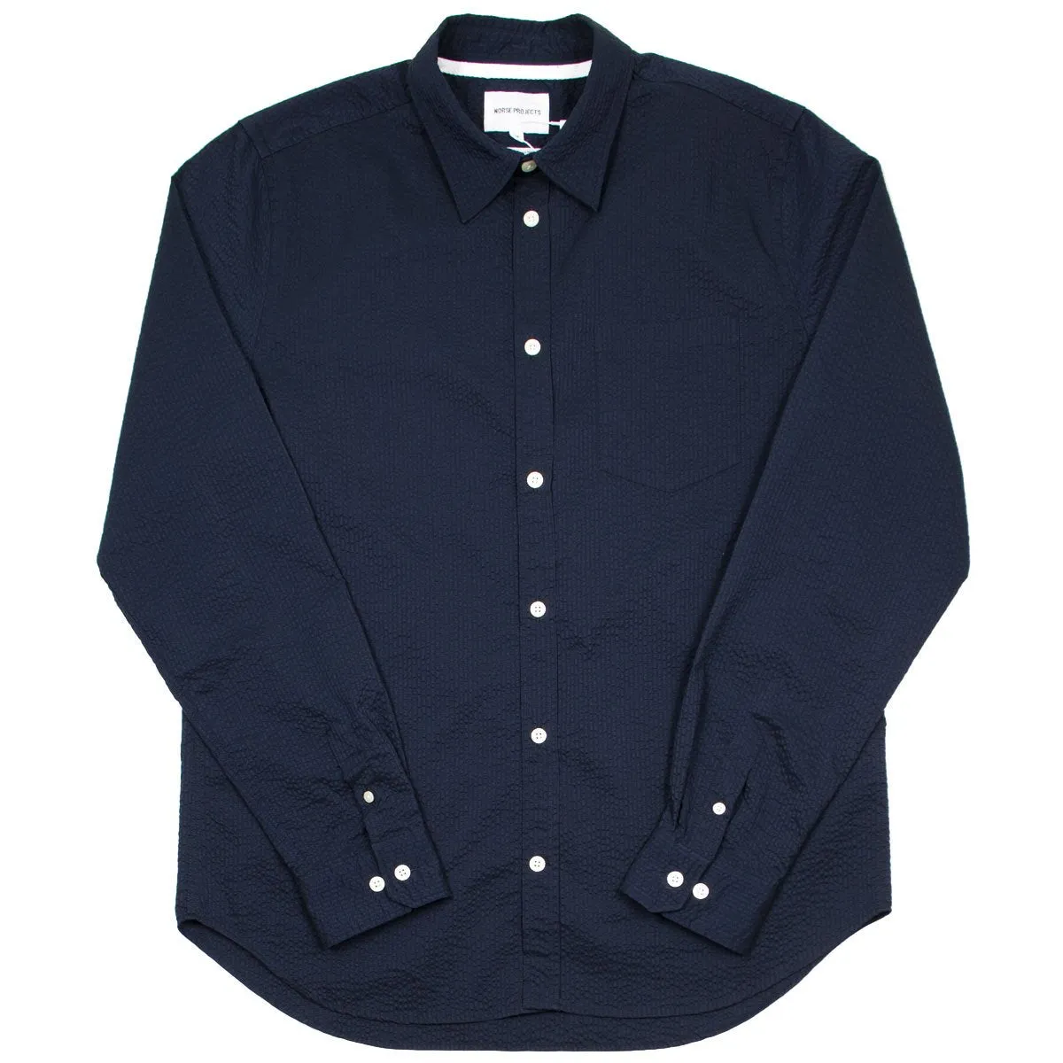 Norse Projects - Osvald Seersucker Shirt - Dark Navy