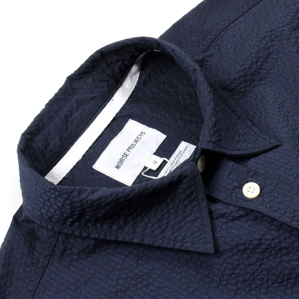 Norse Projects - Osvald Seersucker Shirt - Dark Navy