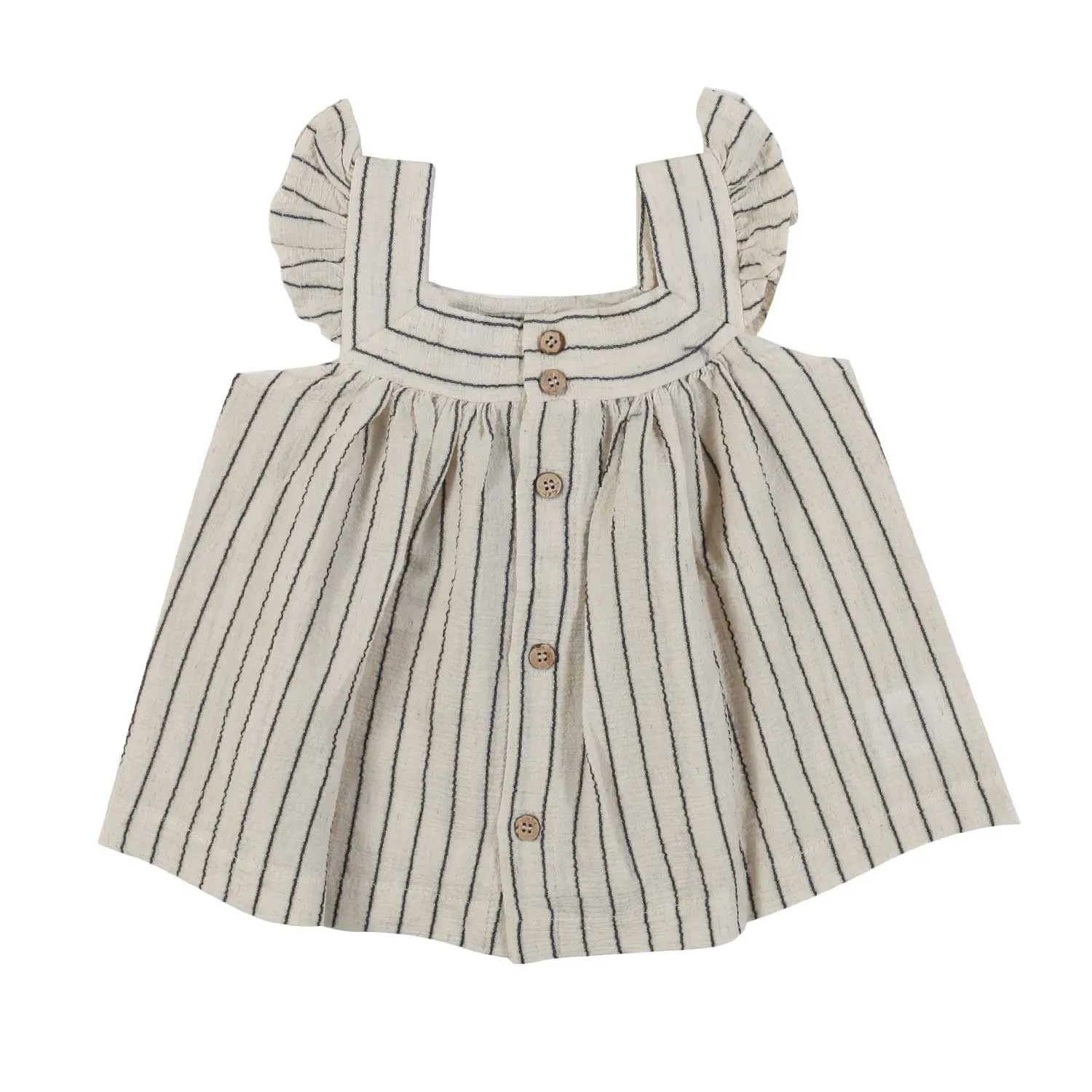 One More In The Family Natural White Magda Mini Dress With Blue Stripes