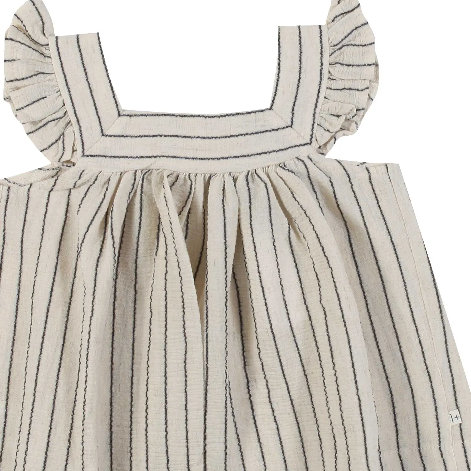 One More In The Family Natural White Magda Mini Dress With Blue Stripes