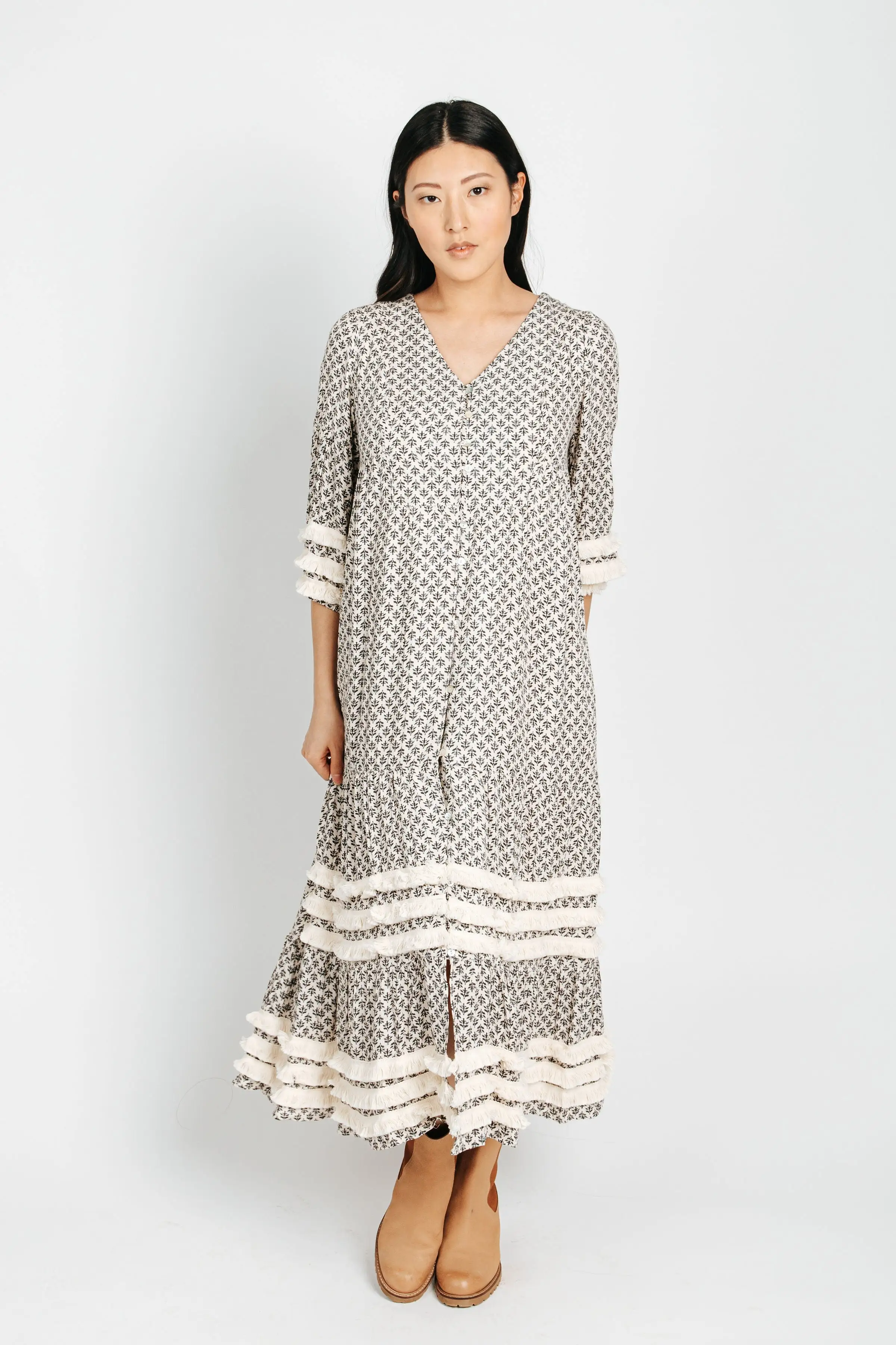 Piper & Scoot: The Soho Fringe Maxi Dress in Cream