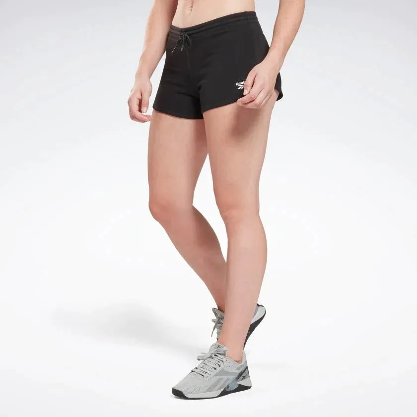 REEBOK WOMEN'S IDENTITY FRENCH TERRY BLACK SHORTS