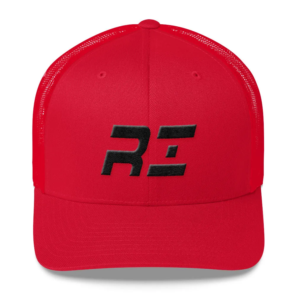 Rhode Island - Mesh Back Trucker Cap - Black Embroidery - RI - Many Hat Color Options Available