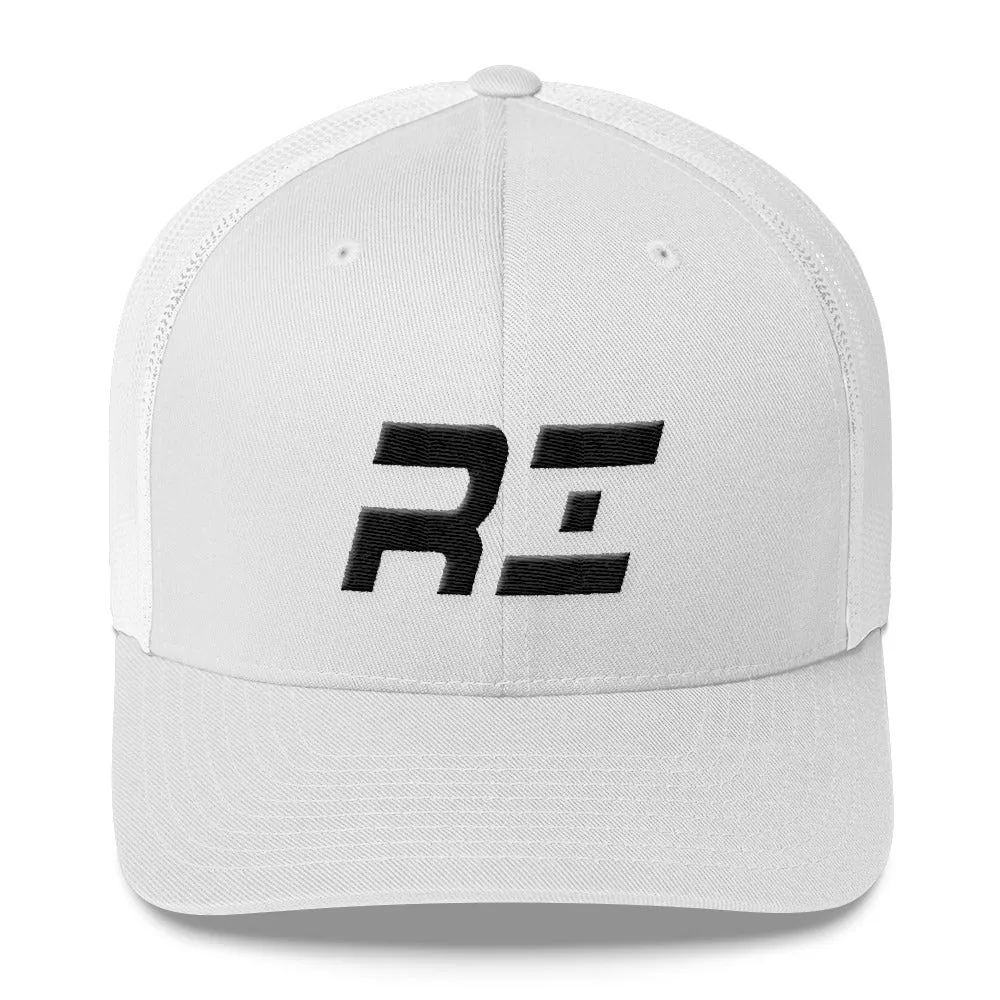 Rhode Island - Mesh Back Trucker Cap - Black Embroidery - RI - Many Hat Color Options Available