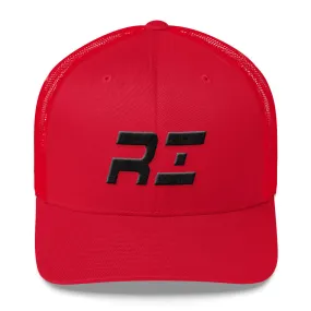 Rhode Island - Mesh Back Trucker Cap - Black Embroidery - RI - Many Hat Color Options Available