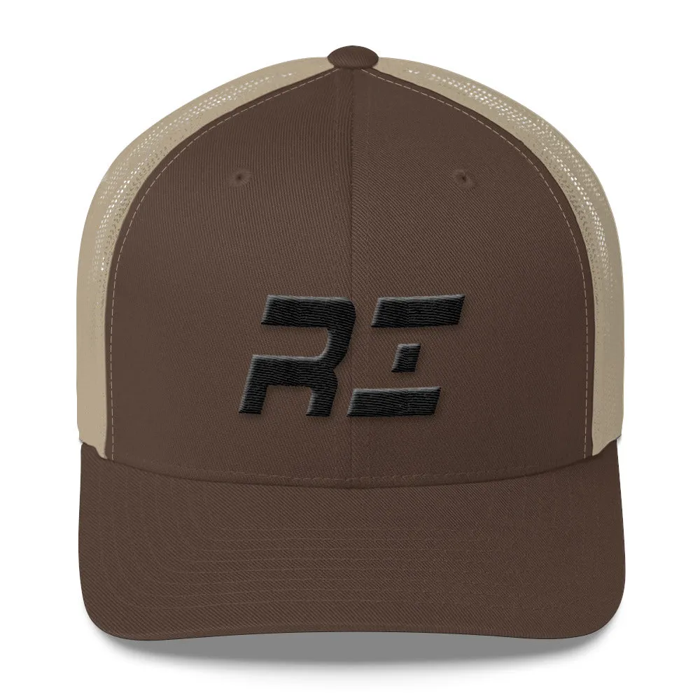 Rhode Island - Mesh Back Trucker Cap - Black Embroidery - RI - Many Hat Color Options Available