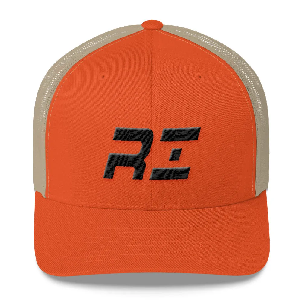 Rhode Island - Mesh Back Trucker Cap - Black Embroidery - RI - Many Hat Color Options Available