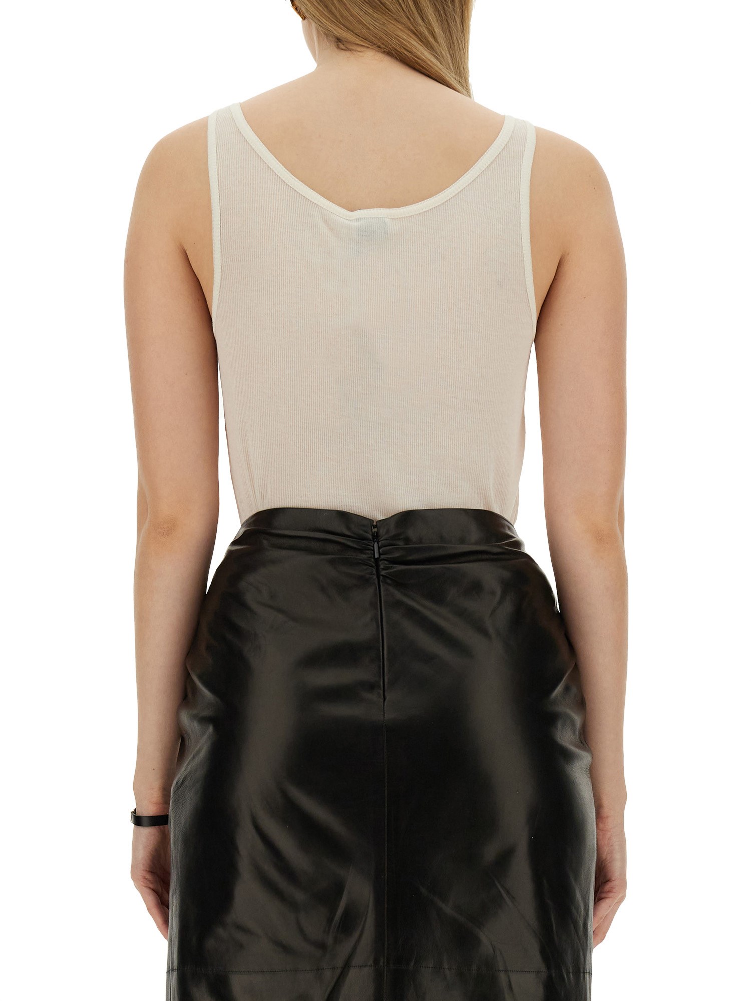 SAINT LAURENT    SEMI-TRANSPARENT COTTON BLEND TANK TOP